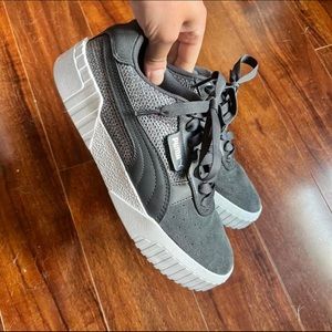 PUMA Cali Sequin suede platform sneakers in Ebony